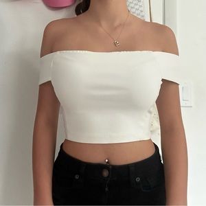White Elegant Crop Top